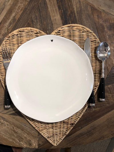 Dinner plate white/edge black 27cm