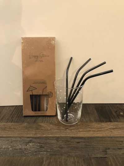 Happy Straws Metal black 4 pcs